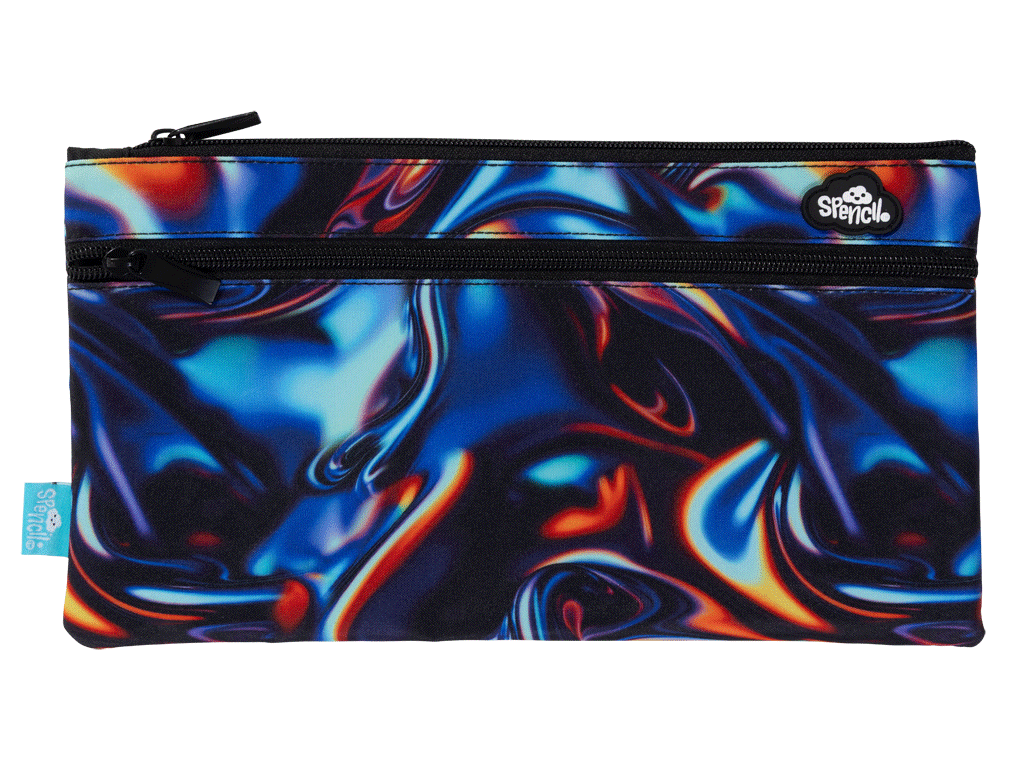 Twin Zip Pencil Case - Metallic Waves