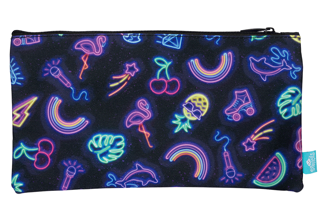 Twin Zip Pencil Case - Neon Party