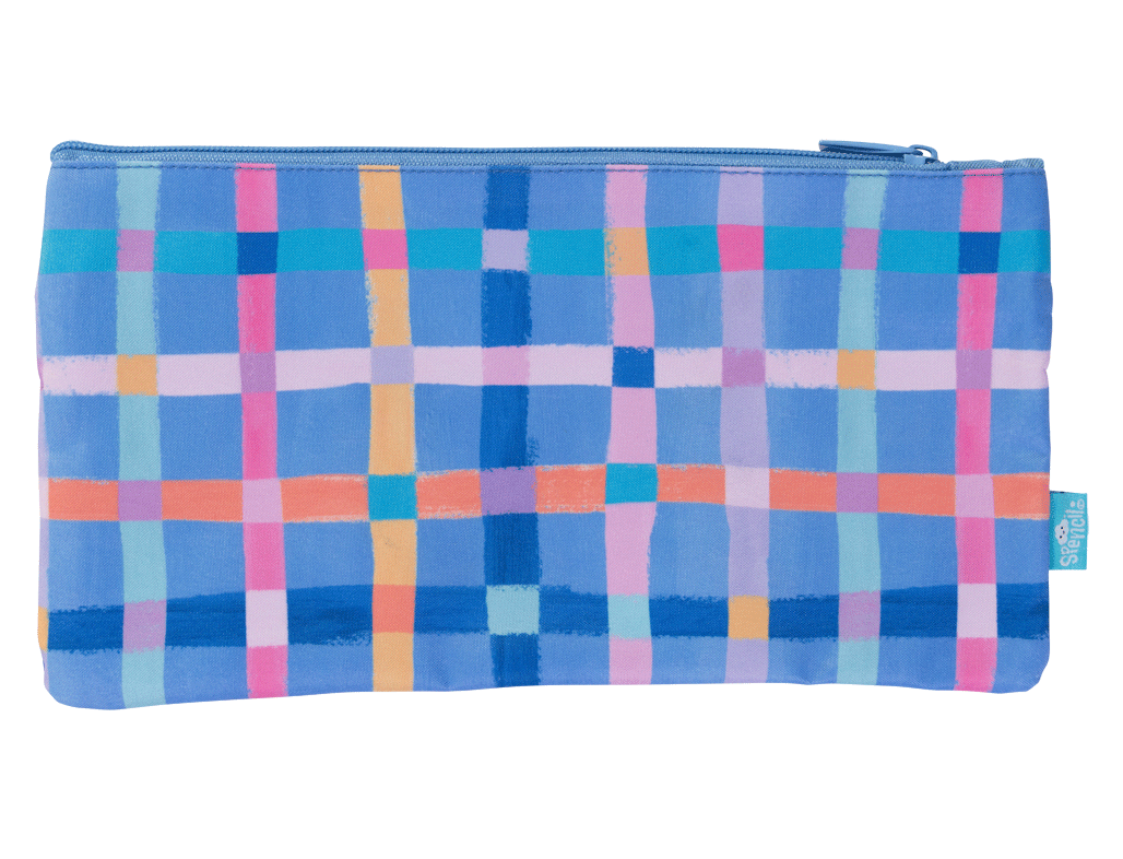 Twin Zip Pencil Case - Pastel Plaid