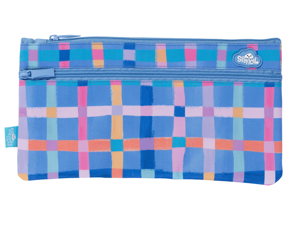 Twin Zip Pencil Case - Pastel Plaid