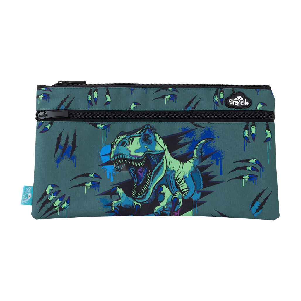 Twin Zip Pencil Case - Raptor Rampage