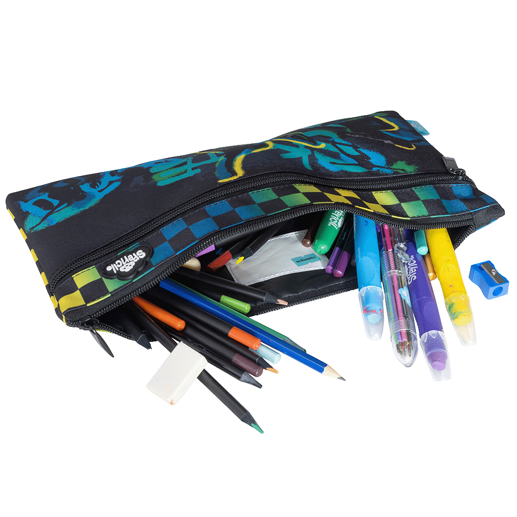 Twin Zip Pencil Case - Skate Crew