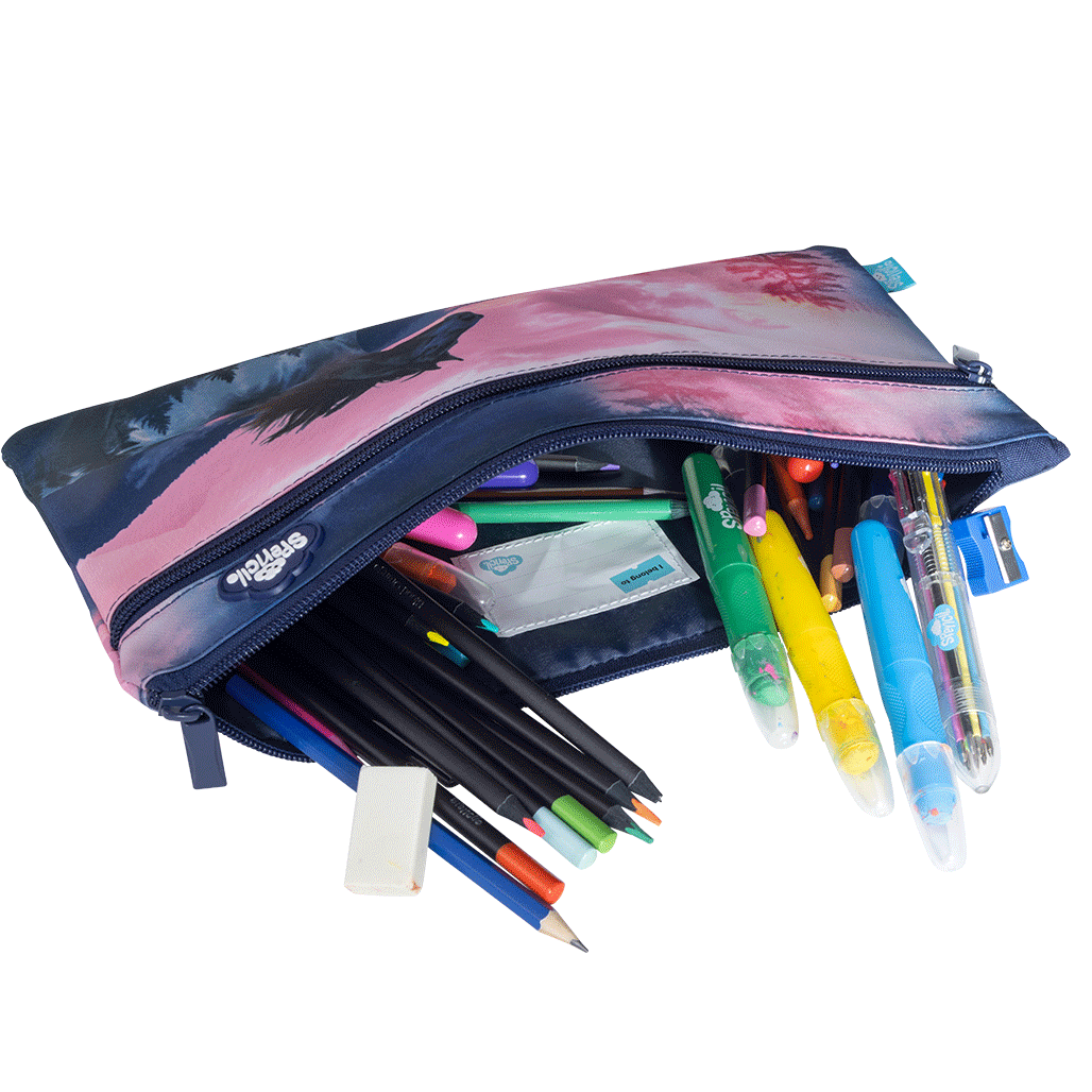 Twin Zip Pencil Case - Twilight