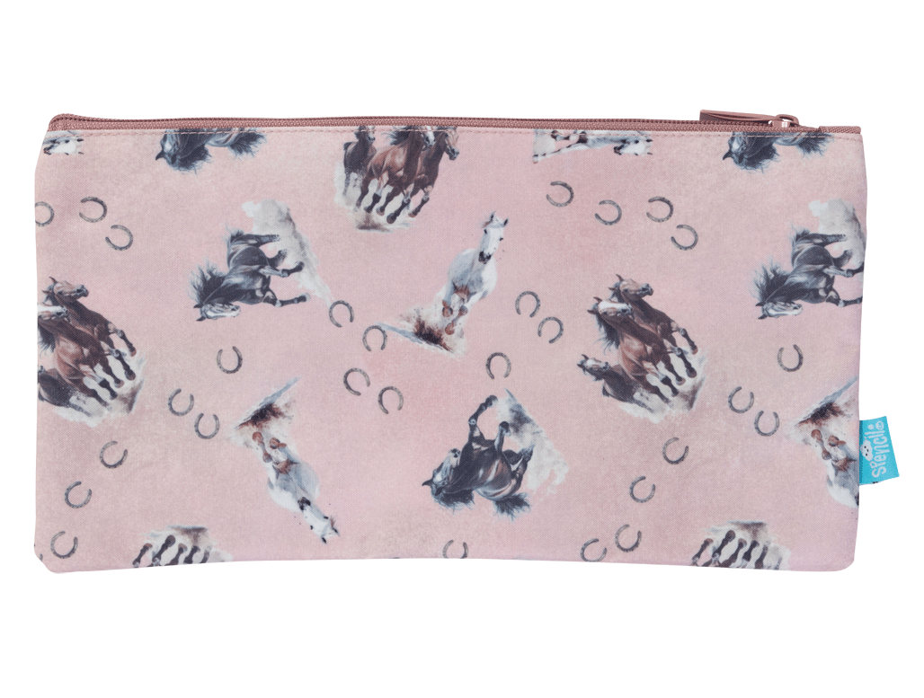 Twin Zip Pencil Case - Wild Horses