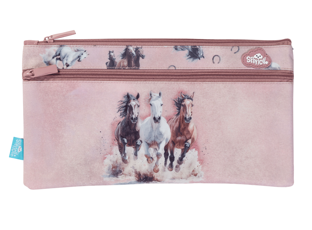 Twin Zip Pencil Case - Wild Horses