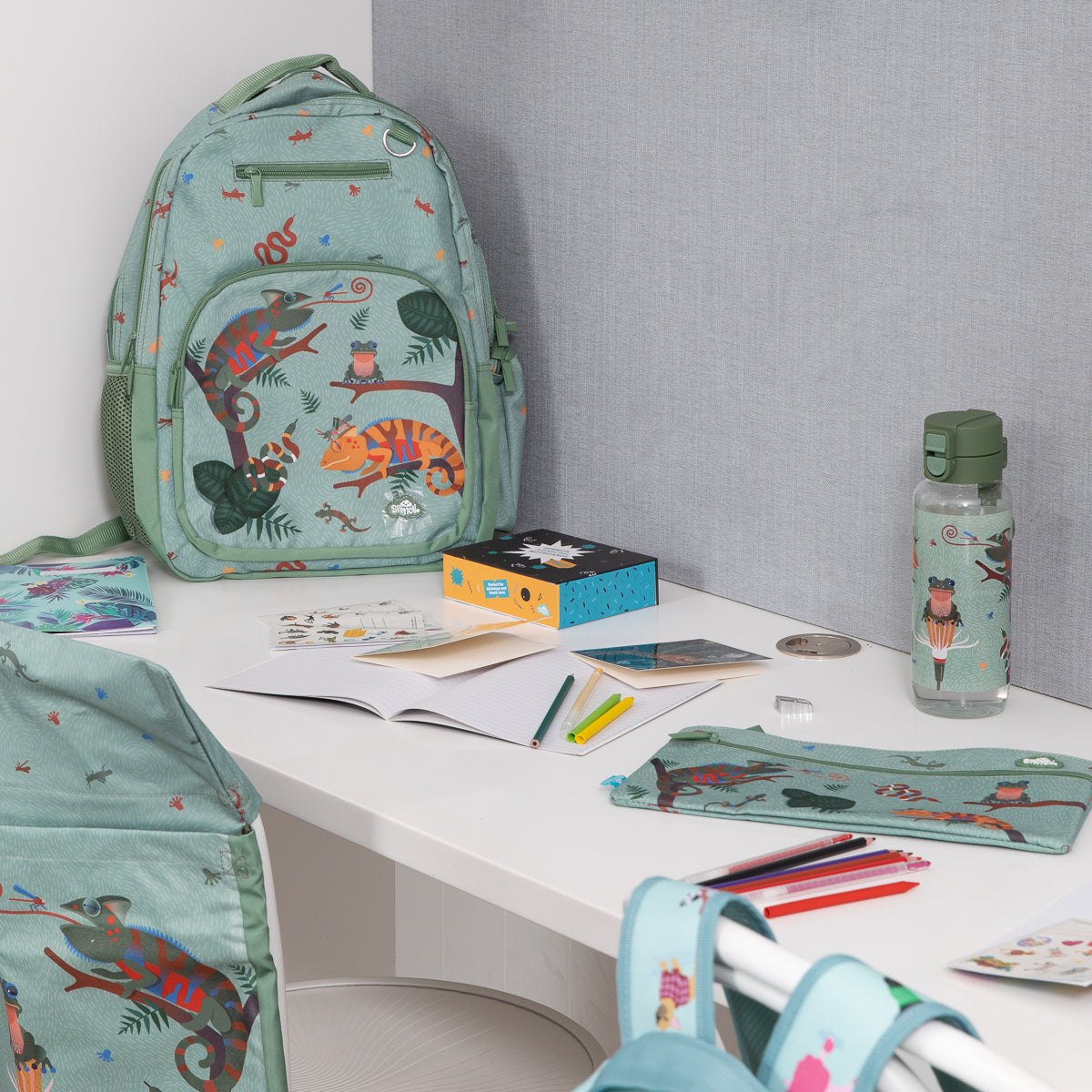 Twin Zip Pencil Case - Quirky Chameleon