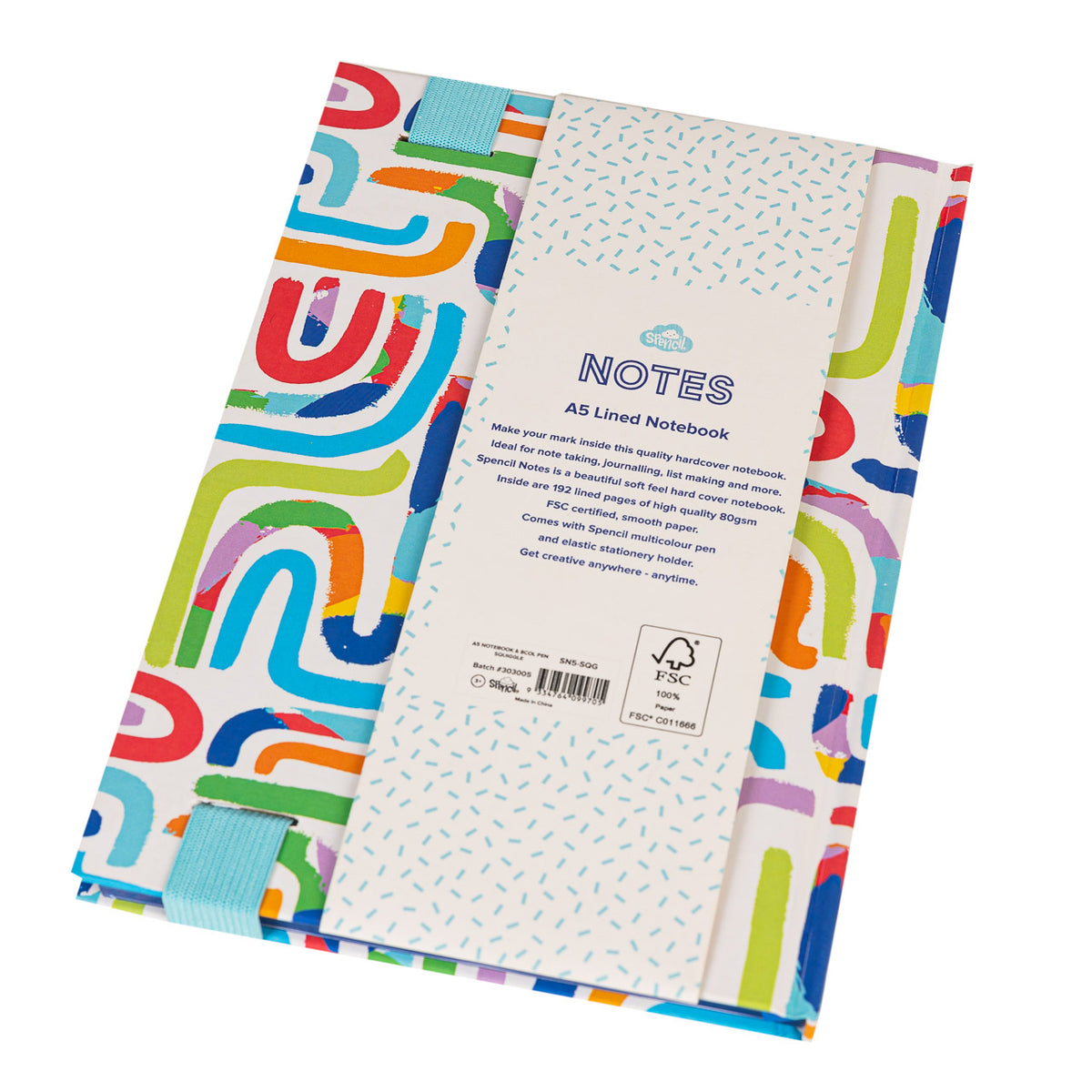 A5 Notebook with Multicolour Pen - Squiggle
