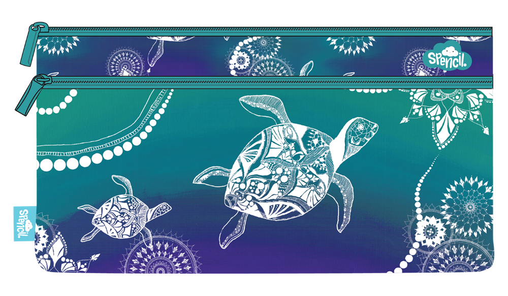 Twin Zip Pencil Case - Turtle of Life