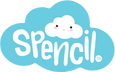 The Spencil brand logo featuring the word 'Spencil' in white rounded letters inside a light blue cloud shape, with a small smiling white cloud character above it.