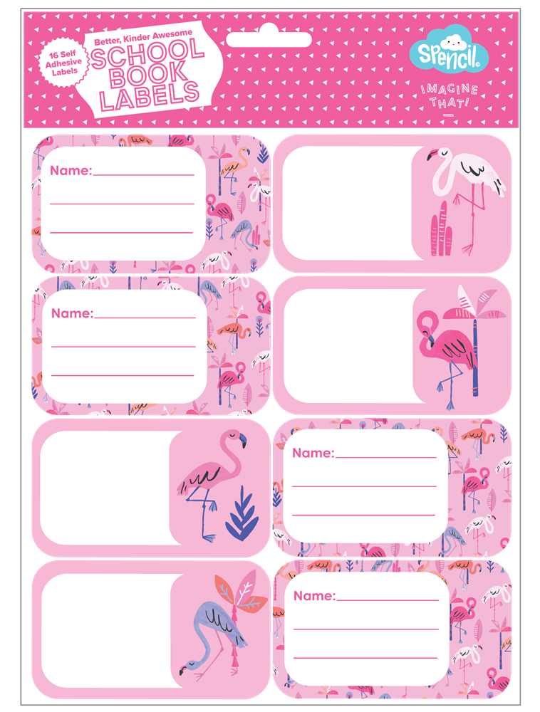 Book Labels - Flamingo Splash