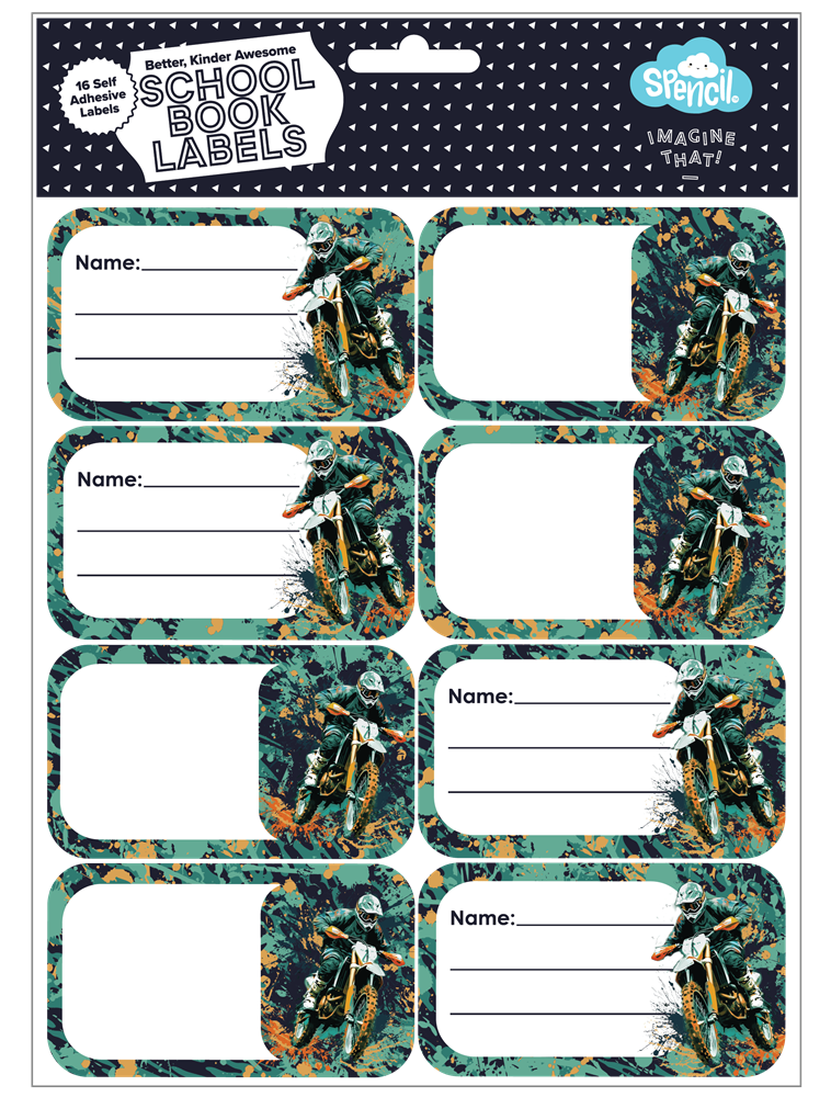 Book Labels - Moto Camo Trax