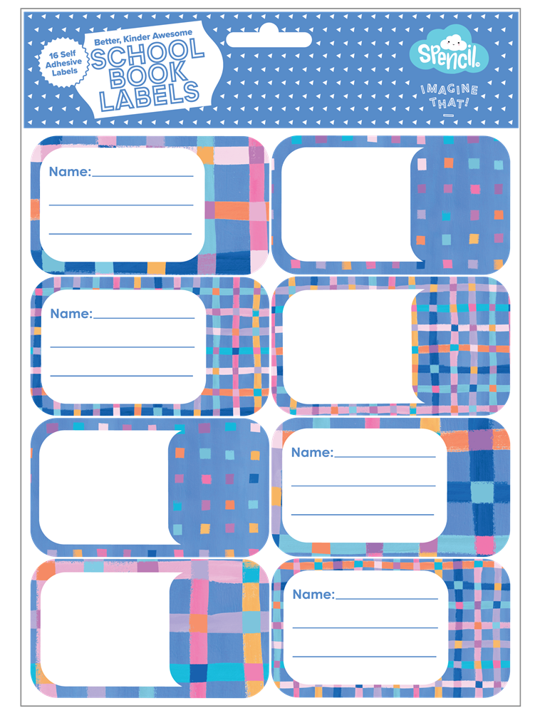 Book Labels - Pastel Plaid