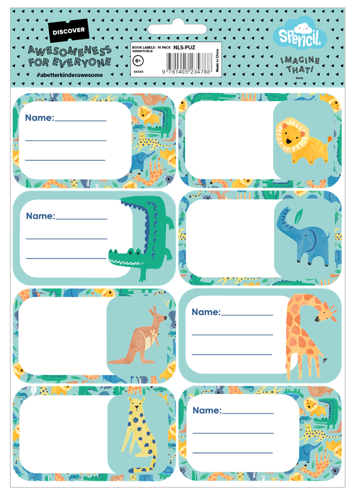Book Labels - Safari Puzzle